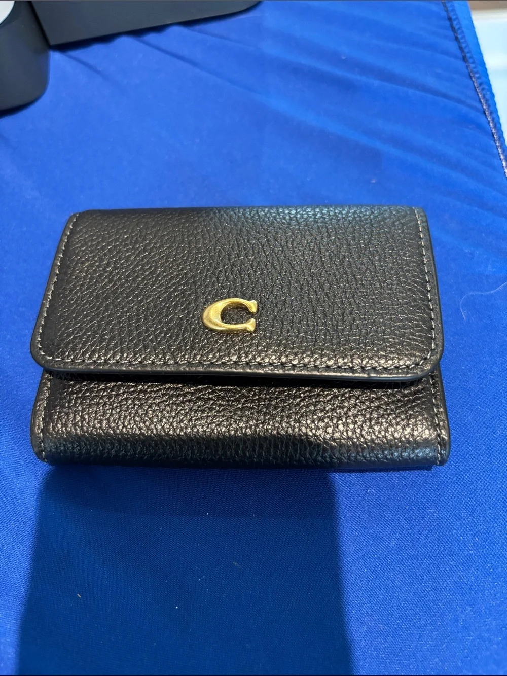 Coach Black Pebbled Leather Wallet with Gold 'C' Hardware